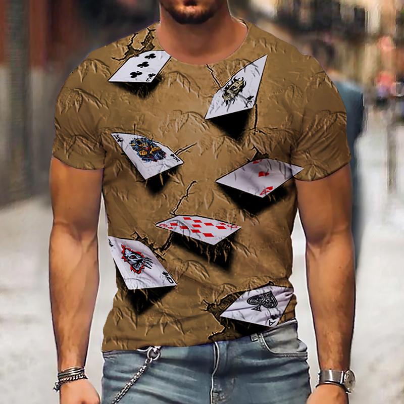 

Нова літня чоловіча модна футболка з принтом гральних карт, чоловіча футболка топ 8XL коричневий