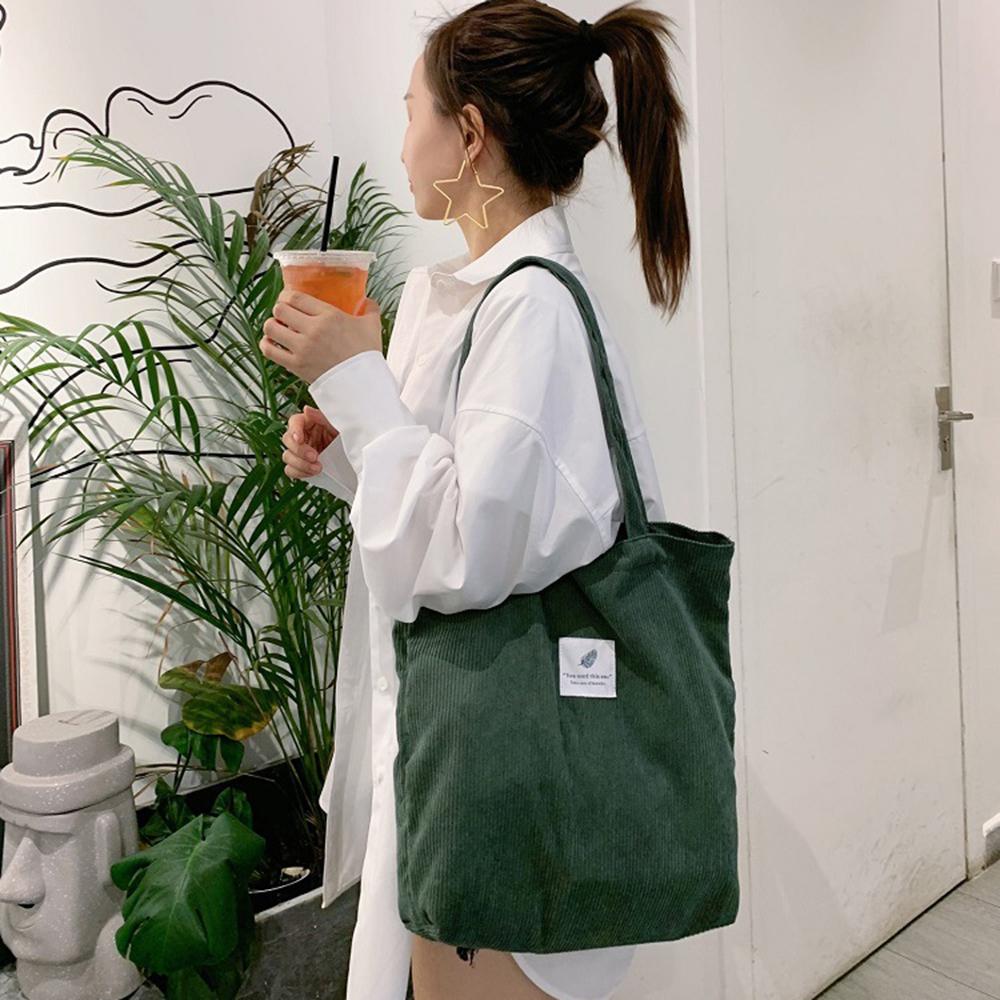 Sacs à bandoulière Envirmental Sacs cabas féminins Sacs de rangement Grand sac en velours côtelé Pour un usage quotidien Cadeau pour filles Shopping