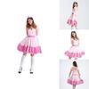 Elegant Super Mario Pink Princess Peach Costume Dress With Crown And Gloves Set
