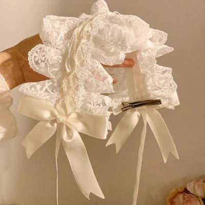 Lolita Headband Gift Lolita Hair Accessories Sweet Lace Hairband Coplay Photo Props Bowknot Ribbon Headwear Female