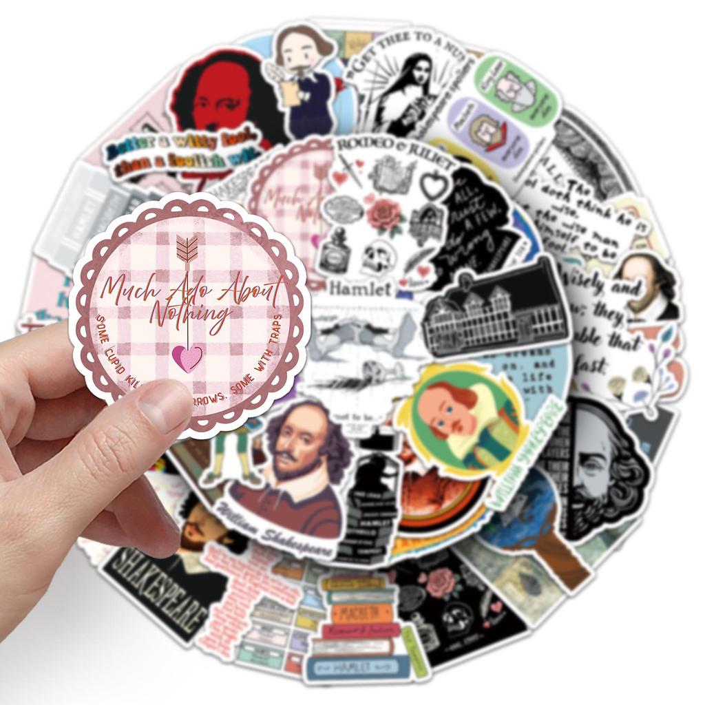 50 Exquisite Shakespeare Stickers: Waterproof, Creative Graffiti for Journaling and Computers