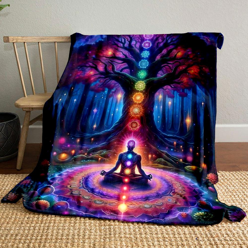 Chakra Meditation Tree Blanket bedroom Blanket for Livingroom Couch lunch break Soft throw for Friend s festival Gift 80cm x 120cm