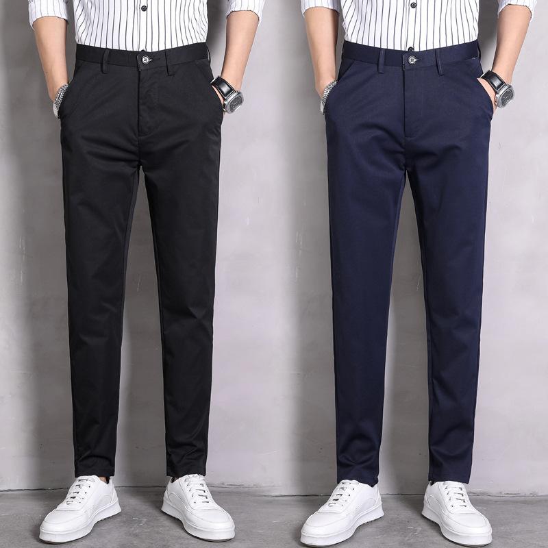 Stretch suit trousers men's spring and summer casual trousers Korean version of the tide Slim small feet draped suit trousers