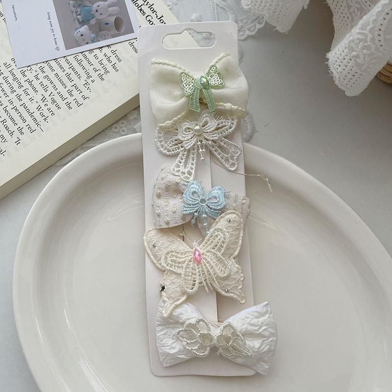 New Korean Spring Fabric Bow Hair Clip Set for Kids, Sweet Side & Bangs Clips, Full-cover Design,  Non-hurt Hair, Perfect .
