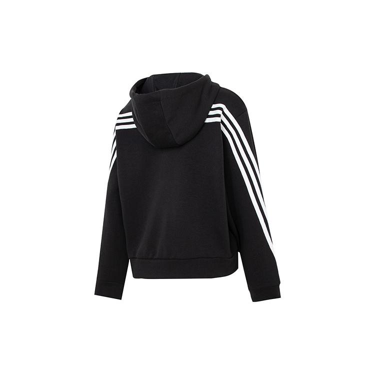 New adidas Women's Future Icons 3 Stripes Full Zip Hoodie Black HT4715