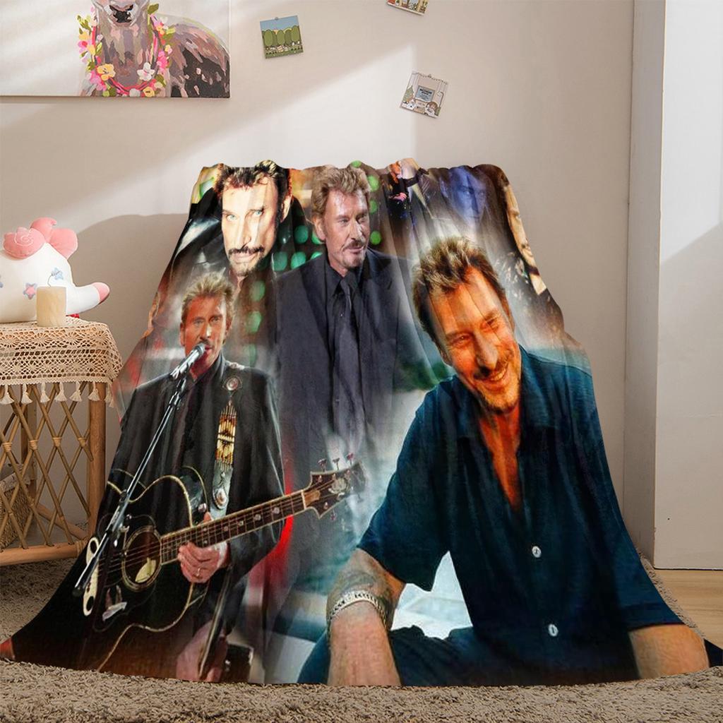 French Legendary Rock Singer and Actor Johnny Hallyday Blanket Soft Home Furnishing Nap Decoration Four Seasons Warm Sherpa Blanket U18