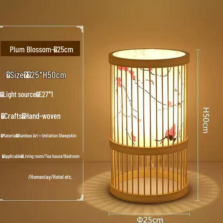 Chinese Zen Bamboo Weaving Table Lamp for Tea Room and Living Spaces