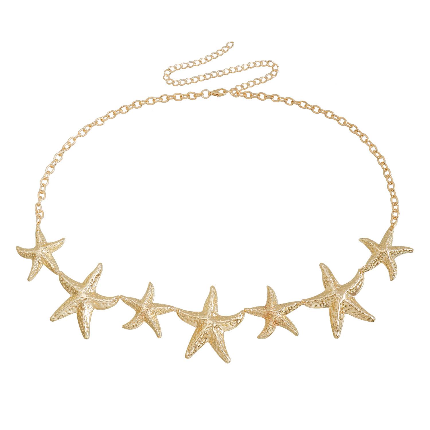 Summer Beach Vacation Casual Wind Metal Starfish Waist Chain Sexy Babes Beach Body Chain