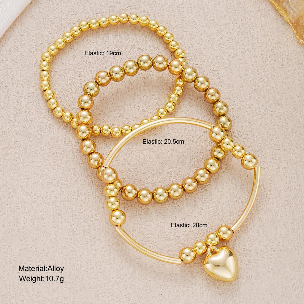 3 Pieces Of Women's Round Bead Bead Love Bracelet Creative Multi-layer Pendant Bracelet Party Gift