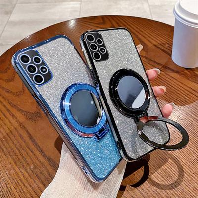 Luxus Glitzer Beschichtung Spiegel Ringhalter Handyhülle Für Samsung A52 A32 A22 A12 A72 A71 A51 A21S A50 A70 Magnetische Ständerabdeckung