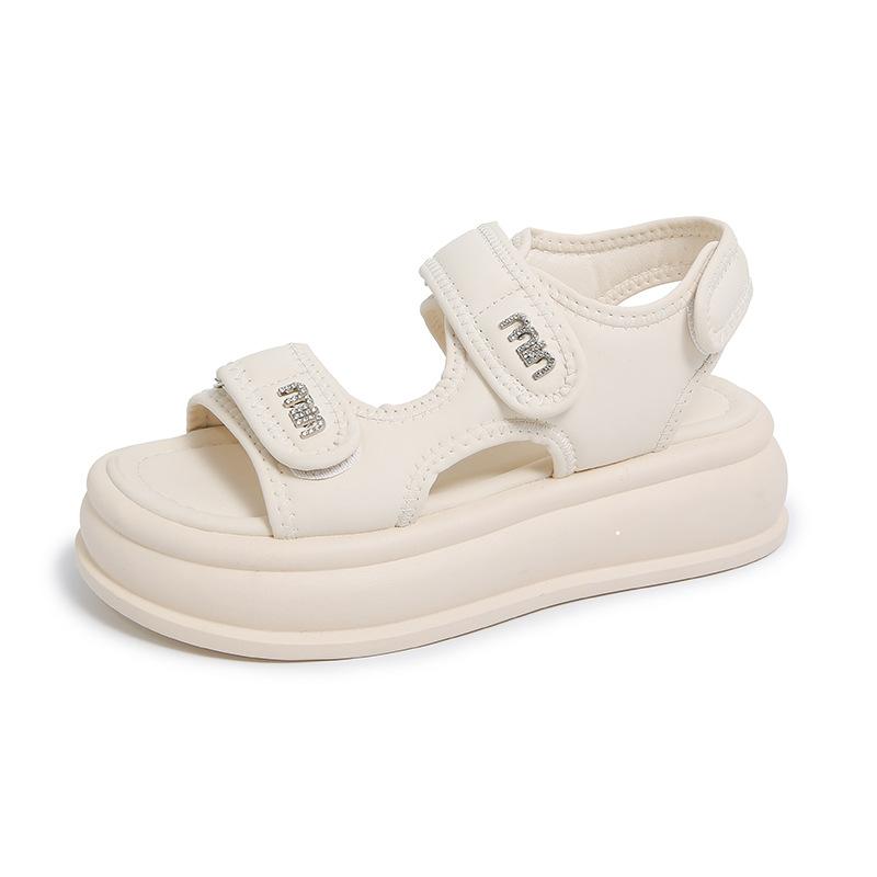 Casual sports style Roman sandals women's summer new muffin thick sole heightening Velcro seaside beach shoes