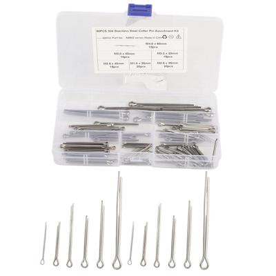 Stainless Steel Cotter Pin Fastener Kit 6 Size M1.6x25 M2.5x25 40 M3.0x30 40 M4x60 for Auto Truck Garage Workshop Repair