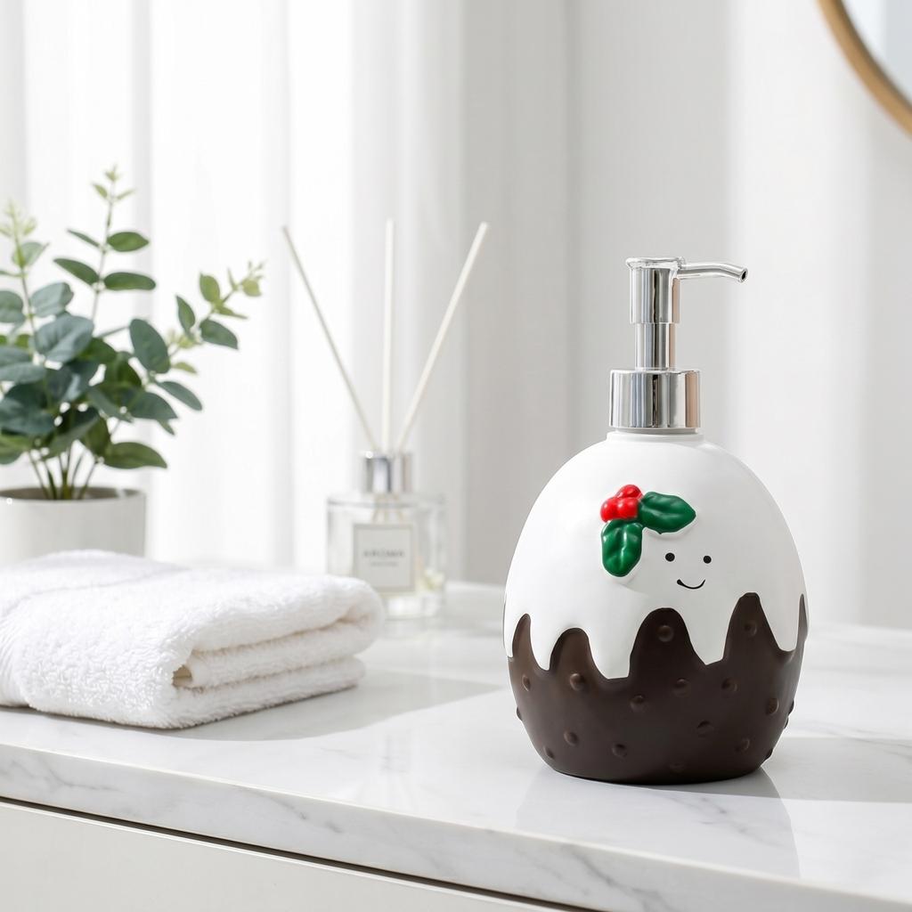 Kreative Eiform-Spenderflasche mit lächelndem Gesicht und dekorativem Blattdesign für den Tisch zu Hause Küchen-Badezimmerzubehör