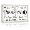 Tin SignWelcome To Our Pool Patio Vintage Metal Sign Life Is Better At The Pool DecorRelax Laugh Enjoy Tropical Beach Lawn Wa