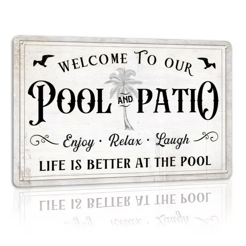 Tin SignWelcome To Our Pool Patio Vintage Metal Sign Life Is Better At The Pool DecorRelax Laugh Enjoy Tropical Beach Lawn Wa