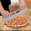 Stainless Steel Pizza Cutter Double Handed Pizza Knife with Safety Knife Sheath Wooden Handle Apple Pie Dispenser Dough Cutter