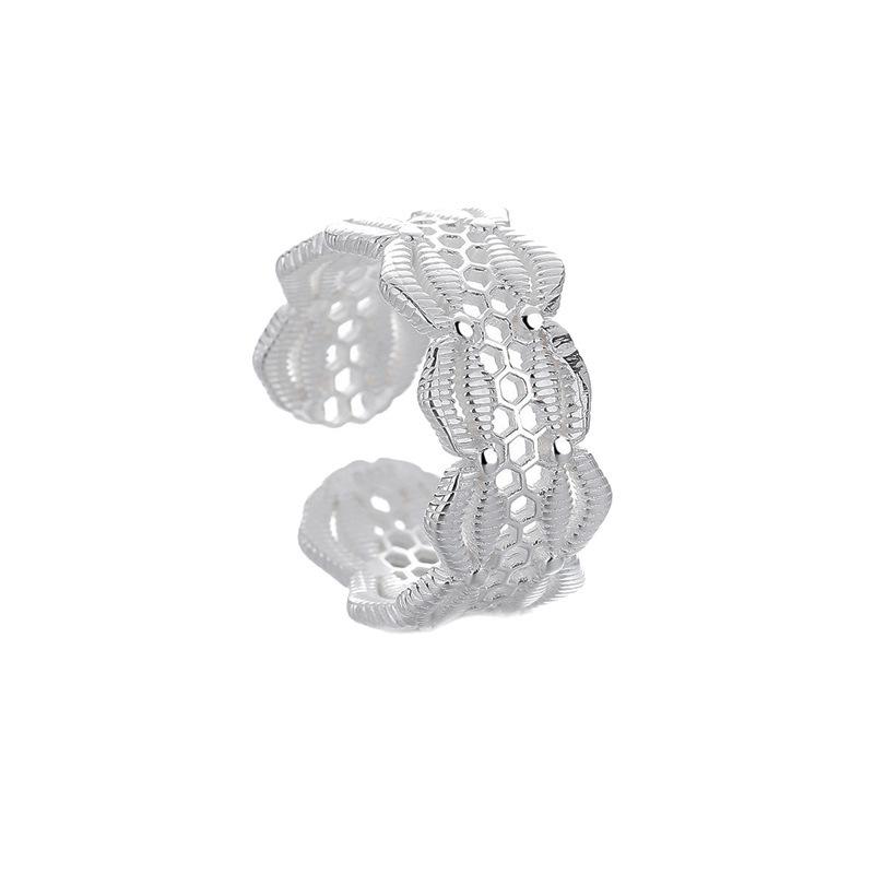 925 Silver Lace Trim Adjustable Rings For Women Engagement Luxury Quality Jewelry Accessories Jewellery Prevent Allergy