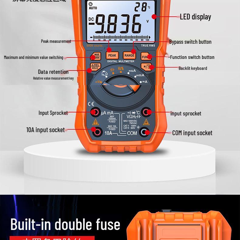 High-Precision Smart Digital Multimeter: Automatic, Anti-Burn, Ideal for Electricians.