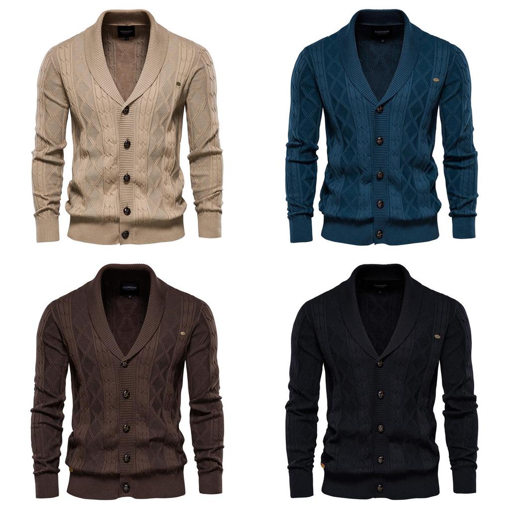 Cardigan da uomo con scollo a V e cotone ad alta elasticità per un look casual primaverile
