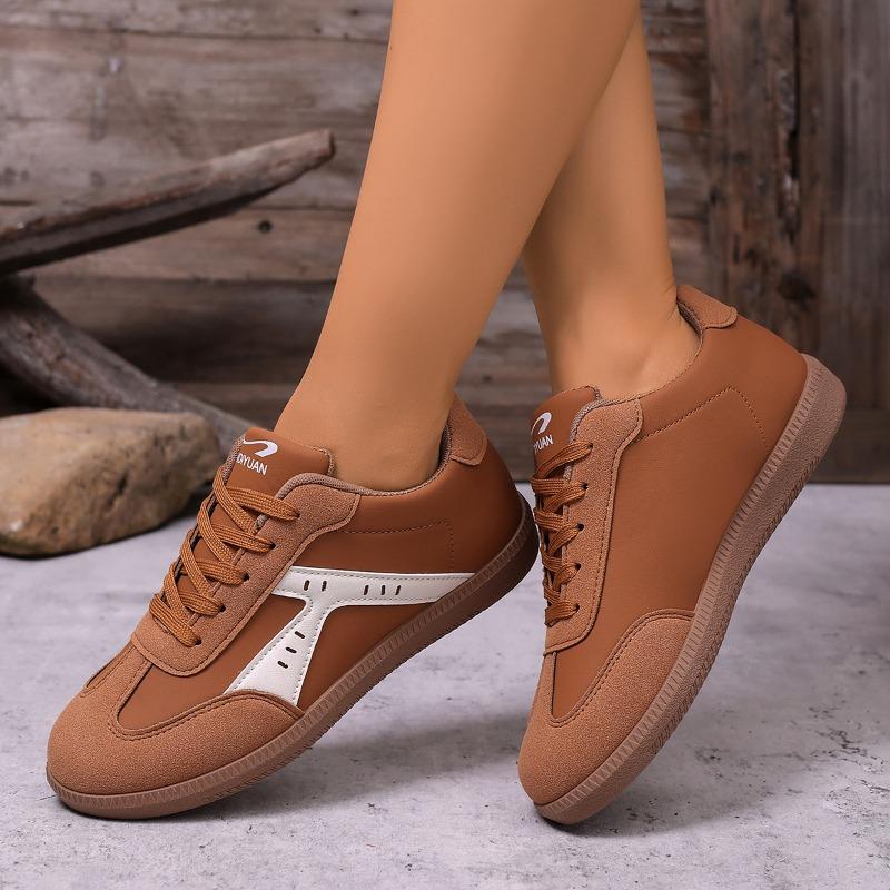 Women's Shoes, Large-sized German Training Shoes, Round-toed Casual Shoes, Lace-up, Low-clasp, Flat Board Shoes