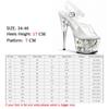Women's Shoes Flower Transparent High Heel Thin Heel Sandals Fashion Crystal Dance Shoes 17cm Height 7cm Platform YKC