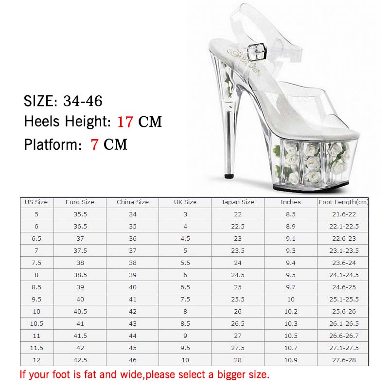 Women's Shoes Flower Transparent High Heel Thin Heel Sandals Fashion Crystal Dance Shoes 17cm Height 7cm Platform YKC