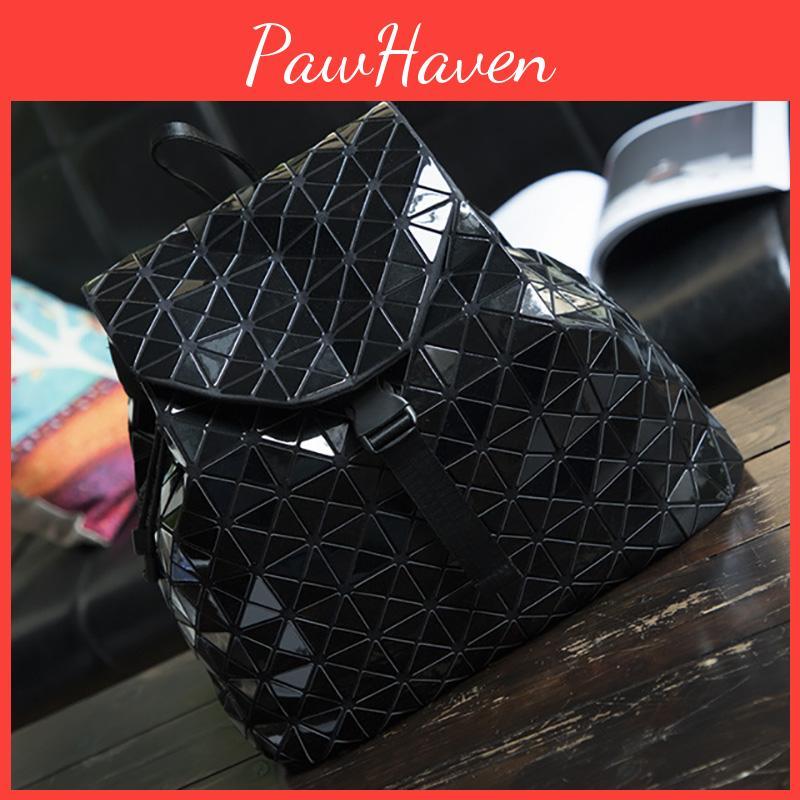 Premium Quality Geometric Lattice Sequins Backpack Large Fashionable Schoolbag