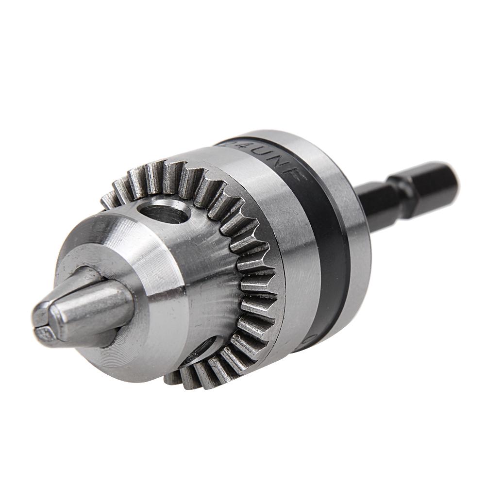 0.6-6mm Keyless Drill with 1/4 Inch Hex Shank 3/8-24UNF Keyless Chuck Conversion Tool Electric Threaded Mount for Impact Driver