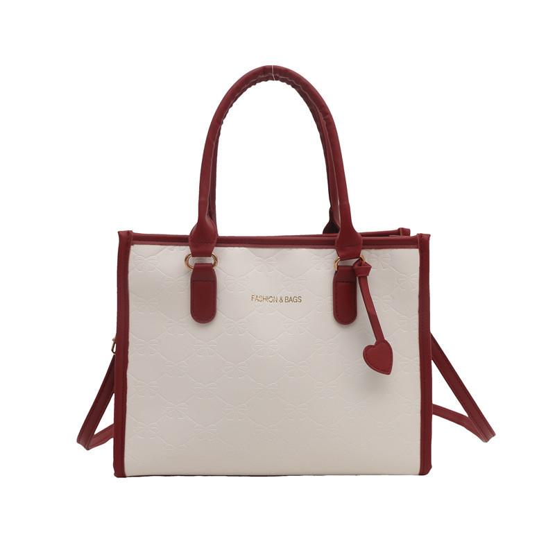 Stylish Chic Color Block Handheld Small Square Bag For Women With Bow And Plaid Design