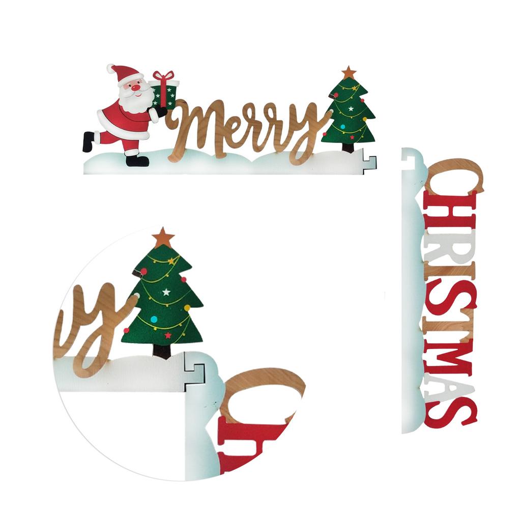 Christmas Door Frame Pendant Decoration Wooden Santa Claus Elk Xmas Gnome Door Corner Ornament Navidad New Year Decorative Props