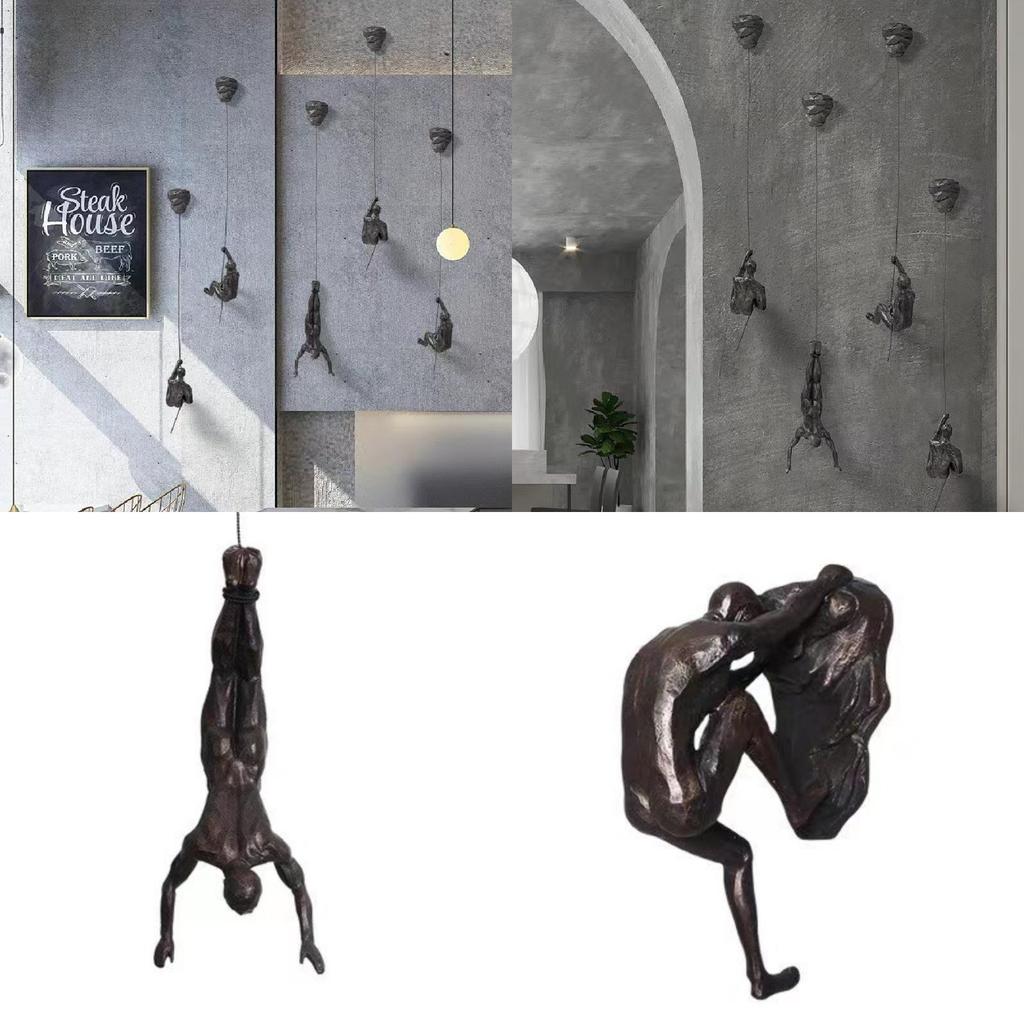 European Vintage Resin Wall Ornament With Climbing Figurines For Lounge And Dining Areas