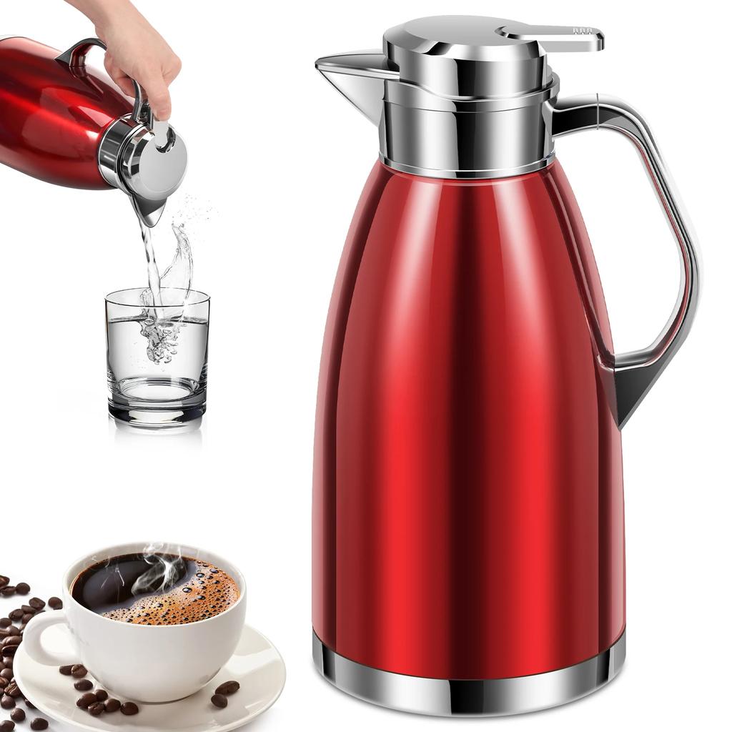 2.3L Thermal Thermos Stainless Steel Double Wall Insulated Jug Insulated 24 H Vacuum Tea Jug for Coffee Milk Tea Beverage Juice