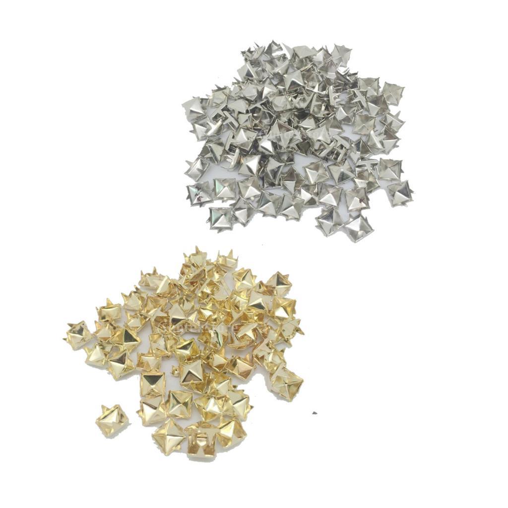 100 Pieces 7mm Alloy Pyramid Studs Punk Rivets for Leather Bag Shoes Studs Craft Biker Fashion Goth