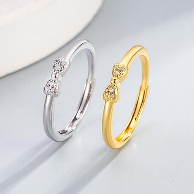 Korean Petite Bowknot Diamond Adjustable Ring for Women