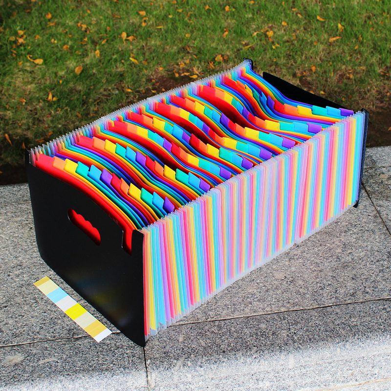 Retractable File Holder Vertical Satchel Folder A4 Paper Test Paper Classification Multi-Layered Material Desktop Storage Storage Clip