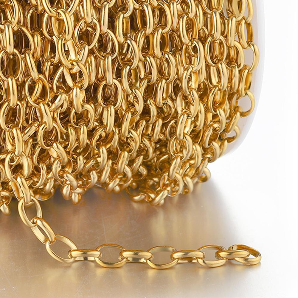 1Meter 1mm-7.5mm No Fade Gold Chain Stainless Steel Curb Chains for Jewelry Making DIY Bracelet Necklace Thick Chain Components