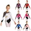 Kinder Mädchen Langarm Hohlrücken Glänzende Strass Dekor Tanztrikots für Gymnastik Trainingskleidung