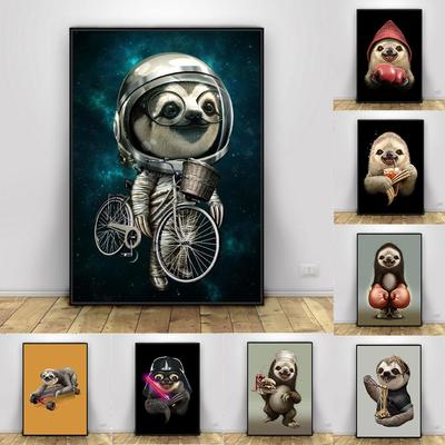 Faultier, lustiges Tier, Tapete, Leinwandgemälde, Wandkunst, Poster und Druck, nordische modulare Bilder für Kinderzimmer, Heimdekoration, ohne Rahmen