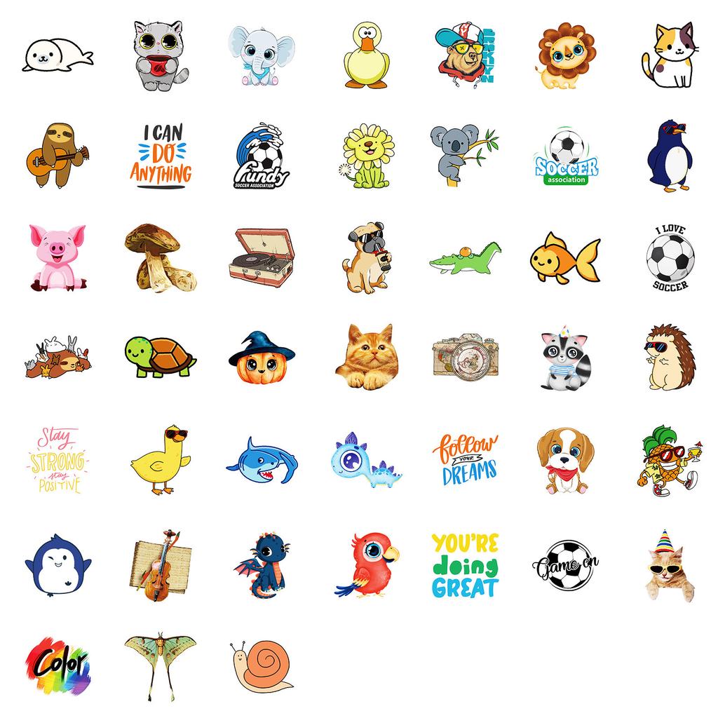 100 Small Size 4CM Doodle Mix and Match Stickers Cartoon Cute Pig Penguin Stickers