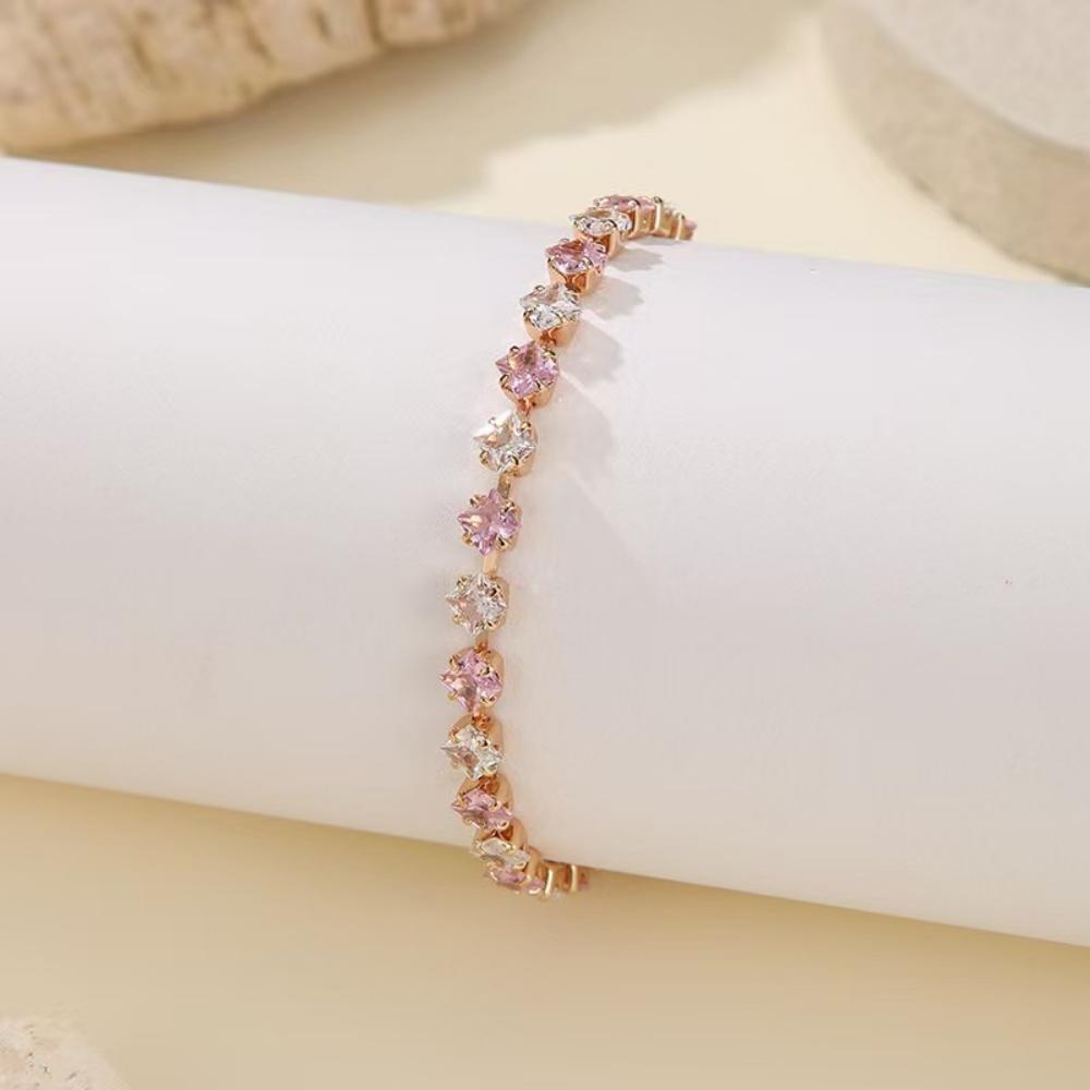 Charm Female White Rainbow Blue Green Pink Red Purple Zircon Stone Bracelet Gold Color Wedding Jewelry For Women
