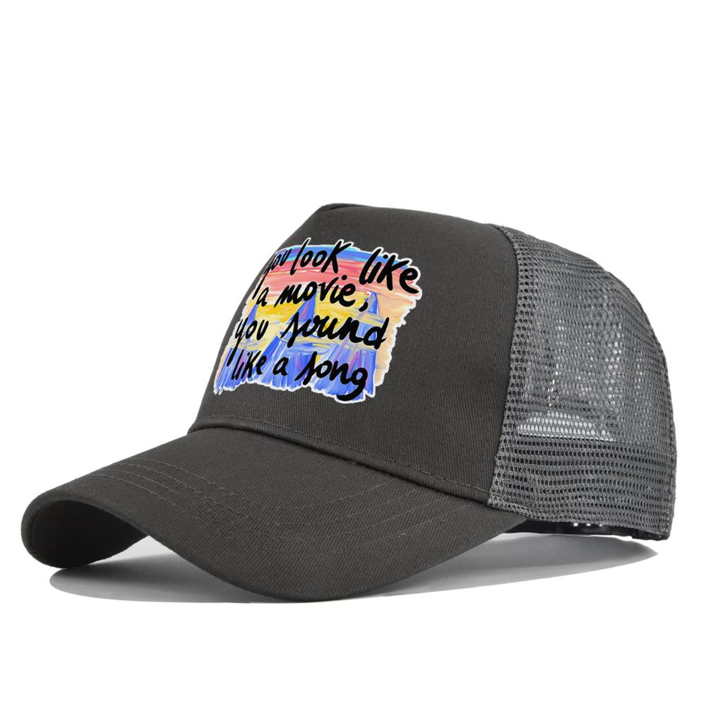 Summertime Printed Cap Letter Mesh Breathable Hat Women Men Baseball Cap Sunshade Outdoor Sports Cycling Travel Sun Hat Dad Hat