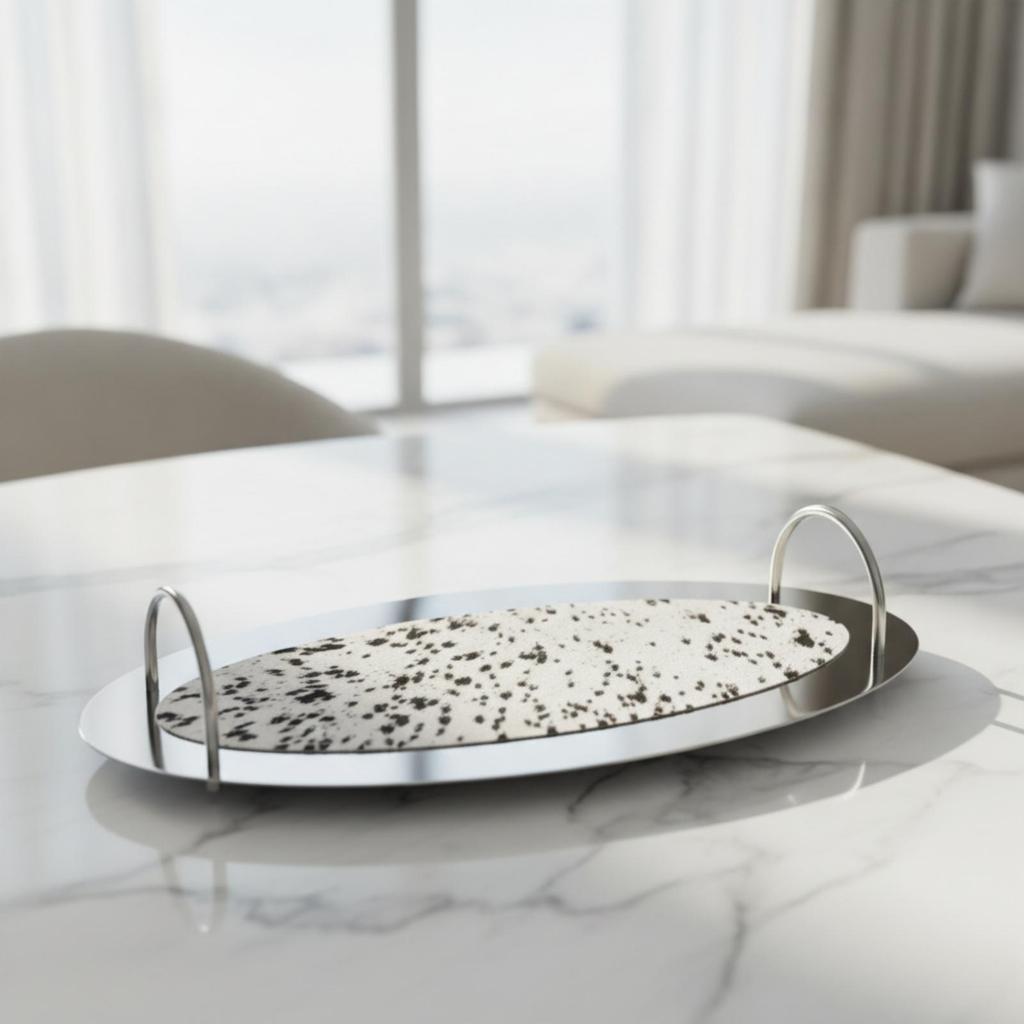Oval Decorative Tray with Insert Easy to Clean for Living Room