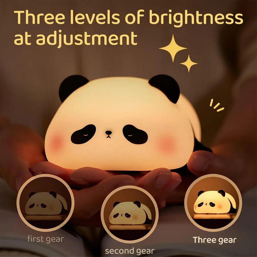 USB Rechargeable LED Night Light Panda Cartoon Animal Silicone Lamp Timing Bedside Decor Kids Sleep Nightlight Birthday Gifts