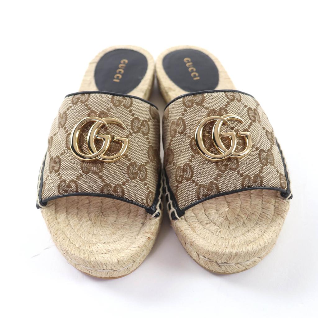 Excellent GUCCI Sandals GG Marmont espadrilles beige GG canvas Women 35 620120 Used