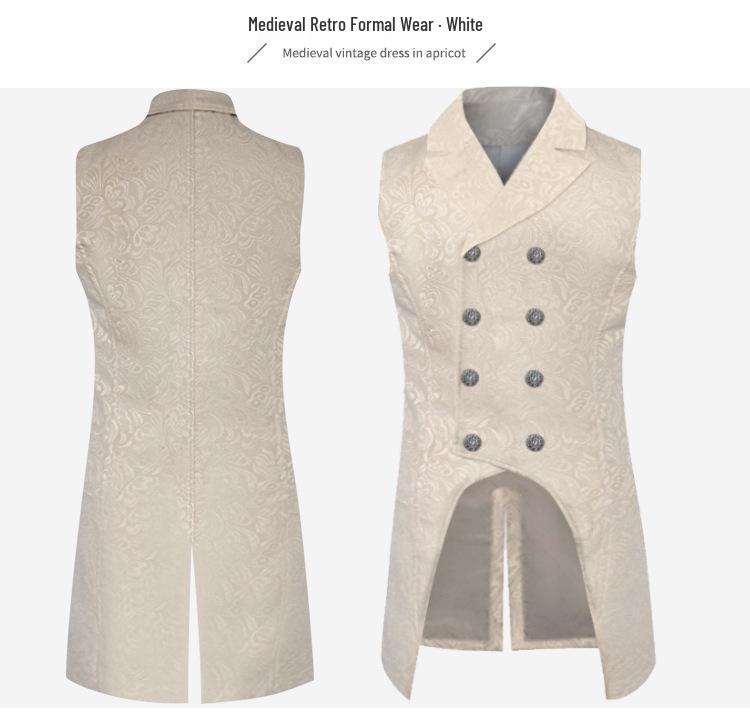 Vesta retro cu șliț dublu și brocart pentru bărbați - Vestă Victorian Gothic pentru Costum de Scenă Medieval