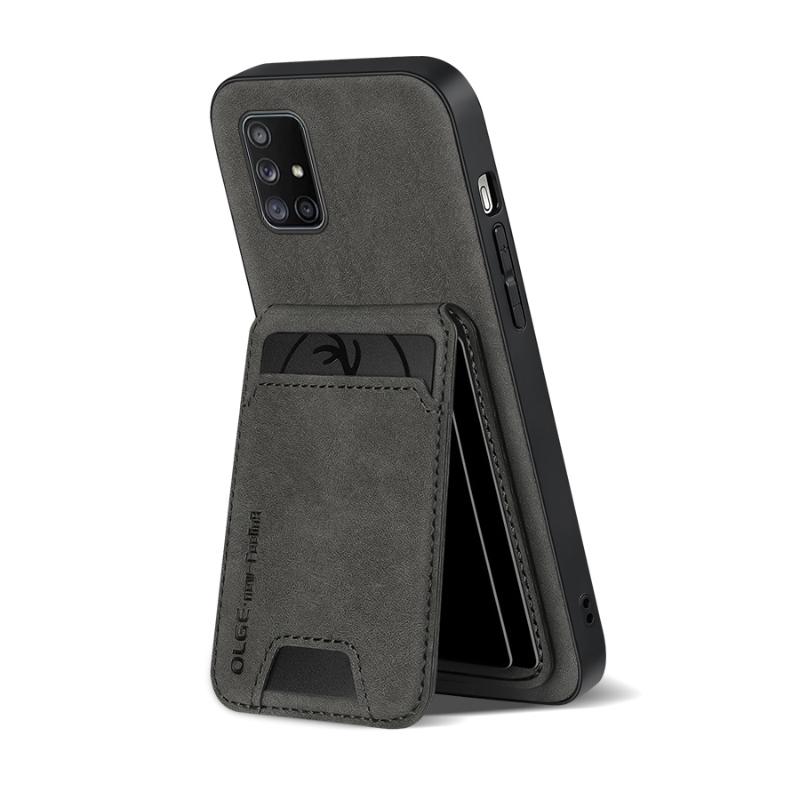 Solid Color Leather Wallet Card Slot Bracket Phone Case For Samsung A55 A54 A53 A52 A52S A51 A71 A35 A15 A16 A06 A05 A34 A32 A14