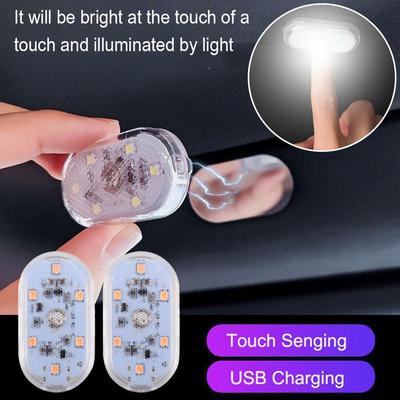 LED Car Touch Light Portable Reading Light USB Charging Car Ceiling Lamp Car Decorations Ambinet Light