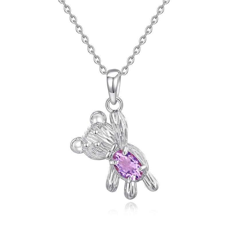 Original design crystal stone necklace s925 sterling silver natural topaz collarbone chain female cartoon niche fashion gift 925 silver