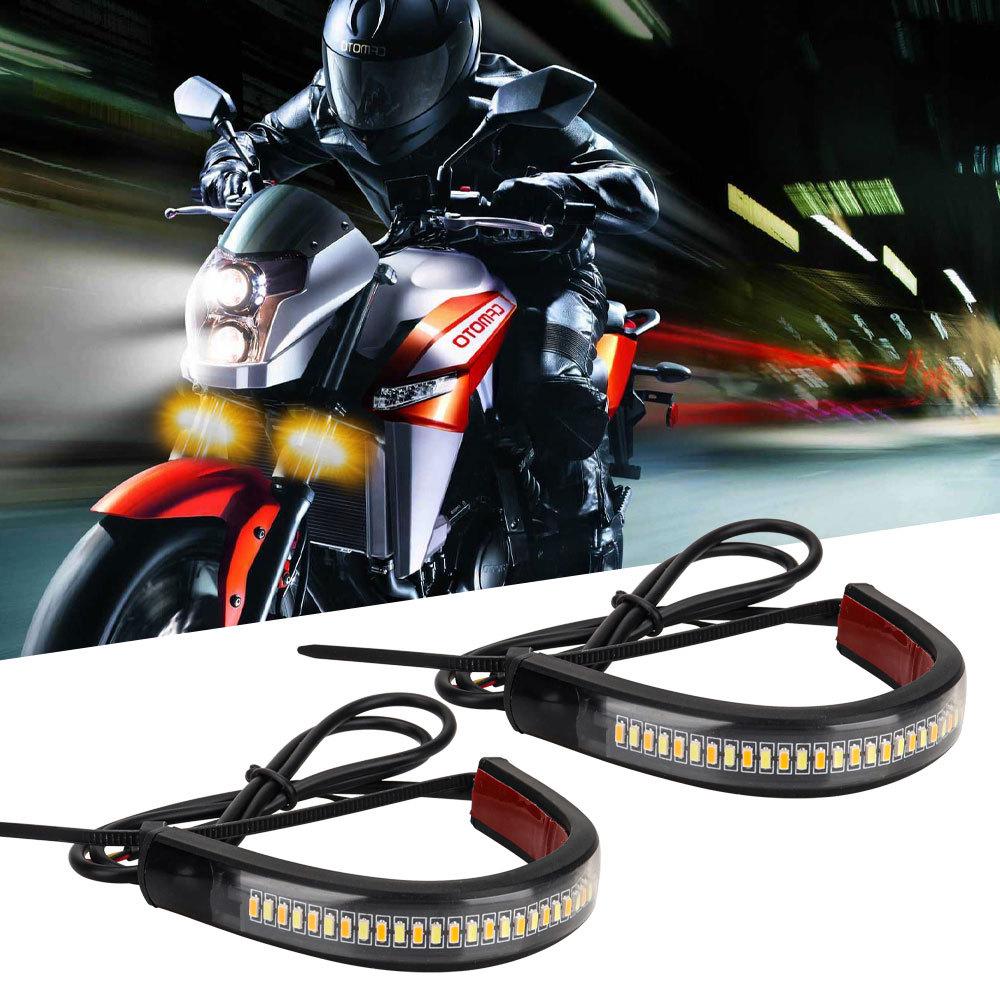 LED Dual-Color Front Shock Fork Light Strip with Turn Signal for Off-Road Motorcycles