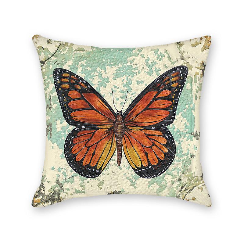 Hug Literary Retro Butterfly Flower Print Pillow Home Bedroom Sofa Decorative Cushion Cushion Cover